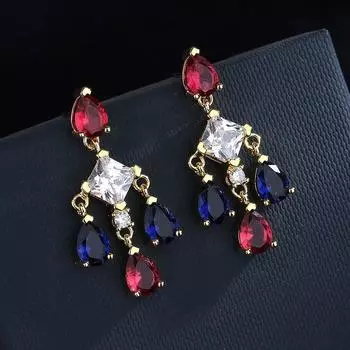 Серьги-подвески Ruzzallati из стерлингового серебра 925 пробы, новые трендовые серьги-подвески из роскошного золота с цирконами разных цветов и камней