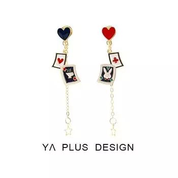 Серьги-подвески с эмалью Poker Bunny Theme, милый подарок