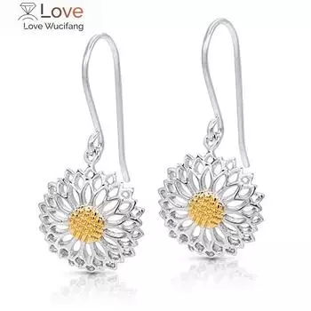 Серьги-подвески с ажурным дизайном в виде подсолнуха, женские модные стильные украшения, изысканные повседневные аксессуары для девушек