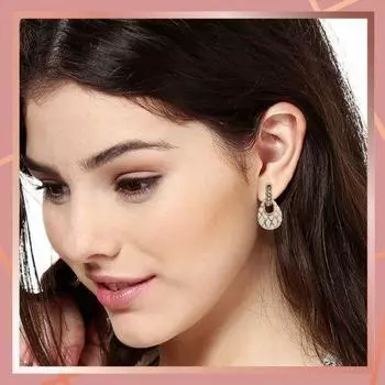 Серьги-подвески с белой эмалью