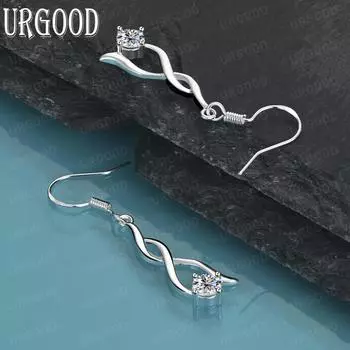 Серьги-подвески с цирконием из стерлингового серебра 925 пробы, модные свадебные украшения 4.10*0.90cm