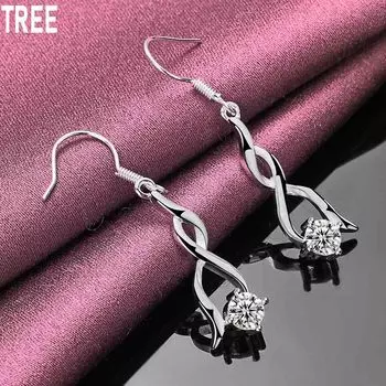 Серьги-подвески с цирконием из стерлингового серебра 925 пробы, модные свадебные украшения 4.10*0.90cm