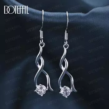 Серьги-подвески с цирконием из стерлингового серебра 925 пробы, модные свадебные украшения 4.10*0.90cm