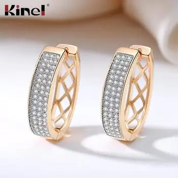 Серьги-подвески с цирконием серебряного цвета, полностью вымощенные, для женщин, роскошные ювелирные изделия Kinel, подарок