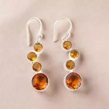 Серьги-подвески с цитрином, серебро 925 пробы, украшения ручной работы для нее EE-161-2