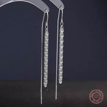 Серьги-подвески с длинными кисточками из стерлингового серебра 925 пробы в виде хвоста феникса для женщин, элегантные, сверкающие, новые, свадебные, модные ювелирные изделия
