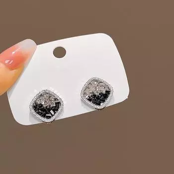 Серьги-подвески с геометрическим дизайном Серебряная игла и черной морской солью - Изысканный, Крутой и Элегантный дизайн.