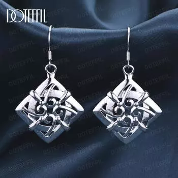 Серьги-подвески с геометрическим узором из стерлингового серебра 925 пробы, модные свадебные украшения 4.40*2.50cm