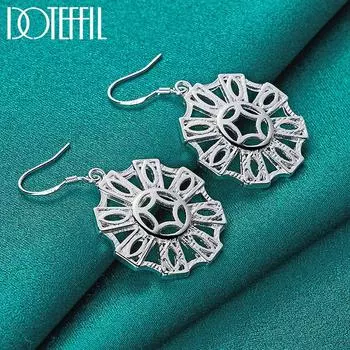 Серьги-подвески с геометрической формой из стерлингового серебра 925 пробы, модные свадебные украшения 4.30*2.50cm