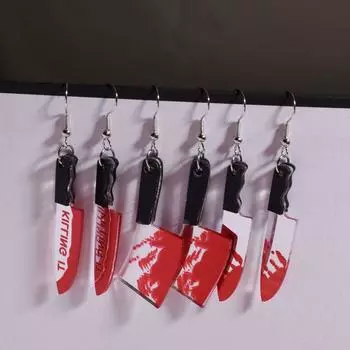 Серьги-подвески с имитацией ножа в виде крови для женщин, индивидуальные акриловые забавные украшения на Хэллоуин, аксессуары для готической вечеринки