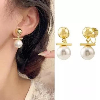 Серьги-подвески с имитацией жемчуга без ушей, винтажная элегантная спираль от комаров, клипса для ушей