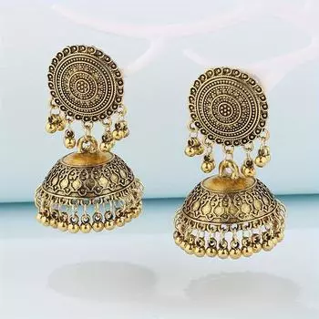 Серьги-подвески с кисточками и колокольчиками, серьги-подвески из сплава, идеальный аксессуар для женщин, повседневный гламур и вечеринки золотой