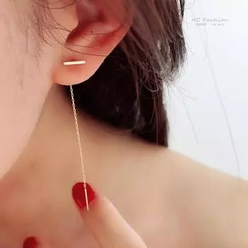 Серьги-подвески с кисточками из стерлингового серебра 925 пробы, глянцевые, односложные, длинные, изогнутые, U-образные, женские серьги-цепочки 925