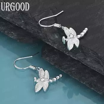 Серьги-подвески с круглым цирконием в виде стрекозы из стерлингового серебра 925 пробы, модные свадебные украшения 3.00*1.70cm