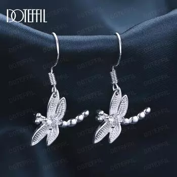 Серьги-подвески с круглым цирконием в виде стрекозы из стерлингового серебра 925 пробы, модные свадебные украшения 3.00*1.70cm