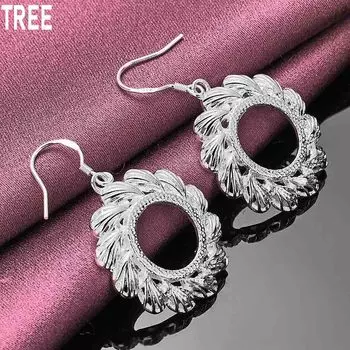 Серьги-подвески с круглым ветровым колесом из стерлингового серебра 925 пробы, модные свадебные украшения 4.30*2.50cm