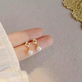 Серьги-подвески с квадратным жемчугом, Женское элитное чувство, Легкая роскошь, Нишевый дизайн, Уникальный темперамент, Холодные серьги, Серьги.