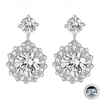 Серьги-подвески с муассанитом цвета D 1,3 карата и ослепительными многослойными цирконами-гвоздиками для женщин, роскошный свадебный подарок, серебро 925 пробы