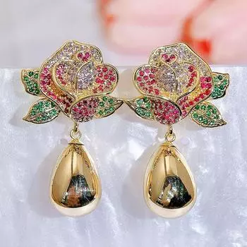 Серьги-подвески с объемными цветами CMM Retro, золотисто-серебристые, с искусственным жемчугом, изысканные, которые женщины должны принести с собой, ювелирные аксессуары, подарки на свадьбу и вечеринку золотой