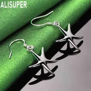 Серьги-подвески с перфорацией в виде морской звезды из стерлингового серебра 925 пробы, модные свадебные украшения 3.70*1.70cm