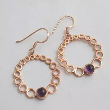 Серьги-подвески с покрытием из розового золота и аметистом, 100% серебро 925 пробы, ювелирные изделия с февральским камнем розового золота