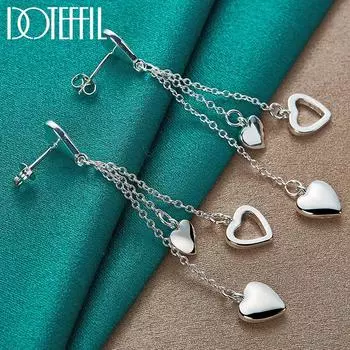 Серьги-подвески с романтическим сердцем, серебряный подарок, модные украшения