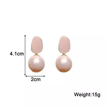 Серьги-подвески с розовым и белым жемчугом для женщин, черные геометрические акриловые круглые шариковые подвески, женские серьги-подвески, элегантные украшения для ушей серый