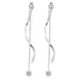 Серьги-подвески с волнистыми кисточками в форме буквы S, длинные женские серьги с бриллиантами, милый темперамент, одна пара сережек