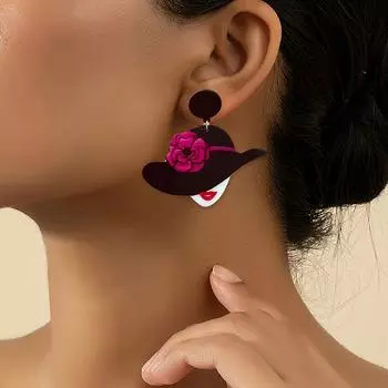 Серьги-подвески Sexy Lady Big Hat, элегантные, простые, акриловые, изящные, женские серьги чёрный