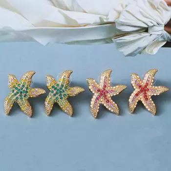 Серьги-подвески со стразами в виде морских звезд для подростков, ювелирные изделия, подарки на летнюю вечеринку