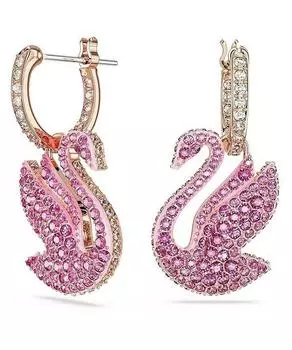 Серьги-подвески Swarovski Swan Pink Crystals и Rose Gold с покрытием 5647544 для женщин розовый