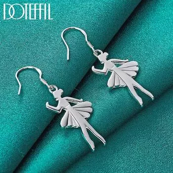 Серьги-подвески «Танцующая девушка» из стерлингового серебра 925 пробы, модные свадебные украшения 4.80*1.60cm