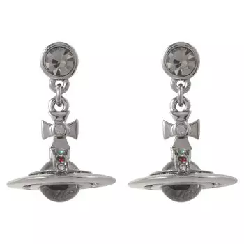 Серьги-подвески Vivienne Westwood 3D Petit Orb со стразами, хром, серебро 62020032-S001 [Товар]