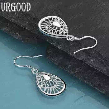 Серьги-подвески в форме капли из стерлингового серебра 925 пробы, модные свадебные украшения 3.80*1.40cm