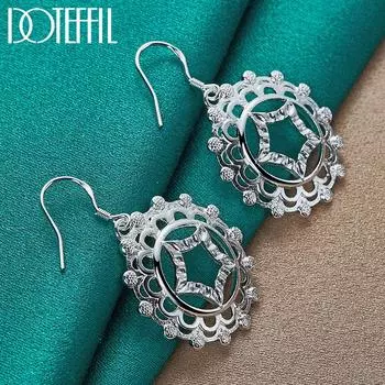 Серьги-подвески в форме круглой звезды из стерлингового серебра 925 пробы, модные ювелирные изделия 4.40*2.60cm