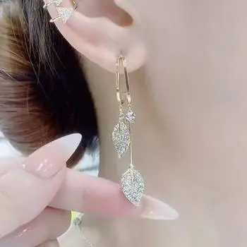 Серьги-подвески в форме листа для женщин с кубическим цирконием, серьги-подвески в форме листа, подарок на День святого Валентина, день рождения, ювелирные изделия для нее серебряный