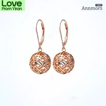 Серьги-подвески в форме сердца из полого розового золота с круглым шаром, посеребренные, для девушек и женщин, длинные серьги-подвески с кисточками, ювелирные подарки