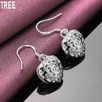 Серьги-подвески в форме сердца из стерлингового серебра 925 пробы Fashiona Свадебные украшения Подарки 3.00*1.50cm