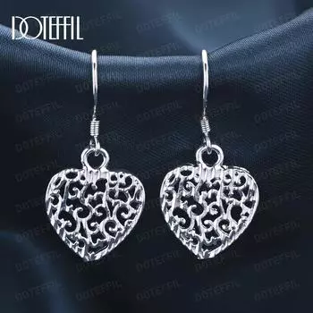 Серьги-подвески в форме сердца из стерлингового серебра 925 пробы, модные свадебные украшения 2.30*1.40cm