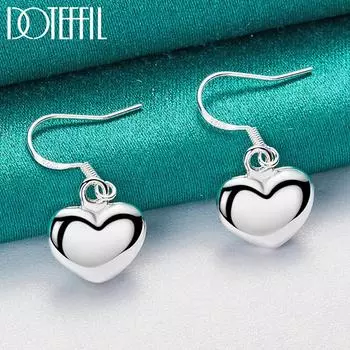 Серьги-подвески в форме сердца, подарочные серебряные модные украшения