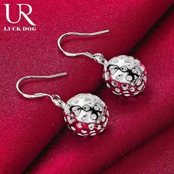 Серьги-подвески в форме шара из стерлингового серебра 925 пробы, модные свадебные украшения 1.30*1.30cm