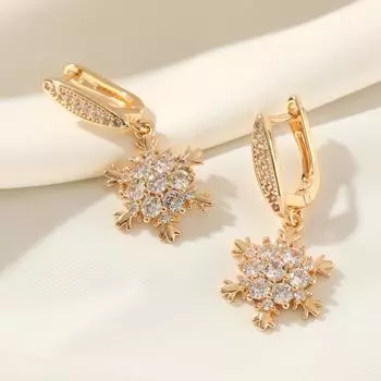 Серьги-подвески в форме снежинок для женщин 2025 года, новые модные серьги, золотые свадебные украшения для вечеринок, аксессуары, подарки золотой