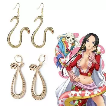 Серьги-подвески в стиле аниме «Боа Хэнкок» золотого цвета со змеей для женщин и девочек, модные ювелирные изделия, подарок