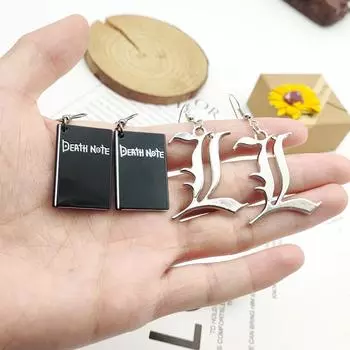 Серьги-подвески в стиле аниме «Тетрадь смерти», кулон-книга, двойные L Ryuuku, серьги-капли в форме сердца для женщин и мужчин, зажим для ушей, ювелирные изделия, подарок