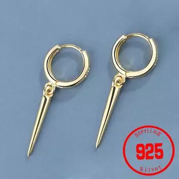 Серьги-подвески в стиле панк с заклепками и конусом, модные женские штемпельные аксессуары из стерлингового серебра 925 пробы, ювелирные изделия для вечеринок серебряный