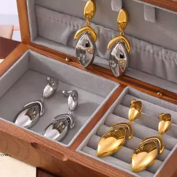 Серьги-подвески в стиле шик с геометрическим узором, индивидуальный дизайн, позолоченные из нержавеющей стали 18 карат, для женщин