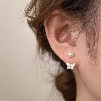 Серьги-подвески в виде бабочки из искусственного жемчуга Anenjery Zircon для женщин, легкие, роскошные, изысканные, новые ювелирные изделия в подарок белый
