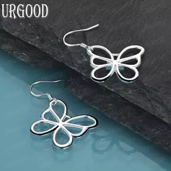 Серьги-подвески в виде бабочки из стерлингового серебра 925 пробы, модные свадебные украшения 3.20*2.00cm