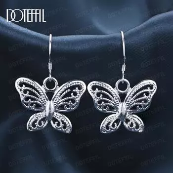 Серьги-подвески в виде бабочки из стерлингового серебра 925 пробы, модные свадебные украшения 3.50*2.30cm