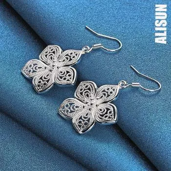 Серьги-подвески в виде цветка и звезды из стерлингового серебра 925 пробы, модные свадебные украшения 3.90*2.30cm